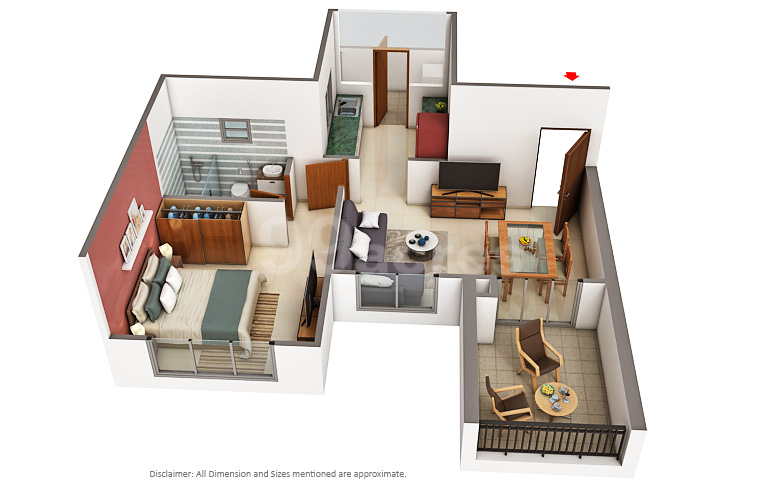 Ganga Acropolis 1 BHK Floor Plan