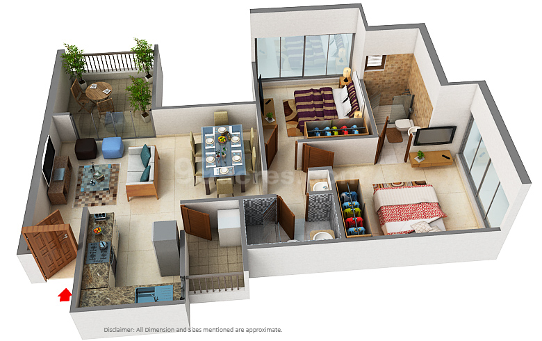 Ganga Acropolis 2 BHK Floor Plan