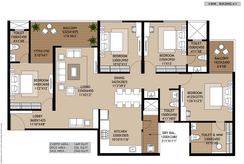 Ganga Avanta 4 BHK Floor Plan